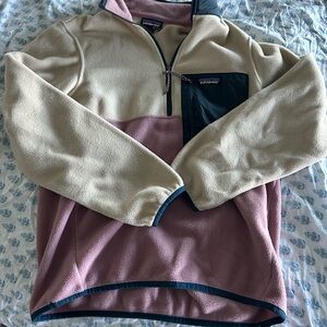 Patagonia Men's Zip-Up Fleece Sweater - Cream and Pink